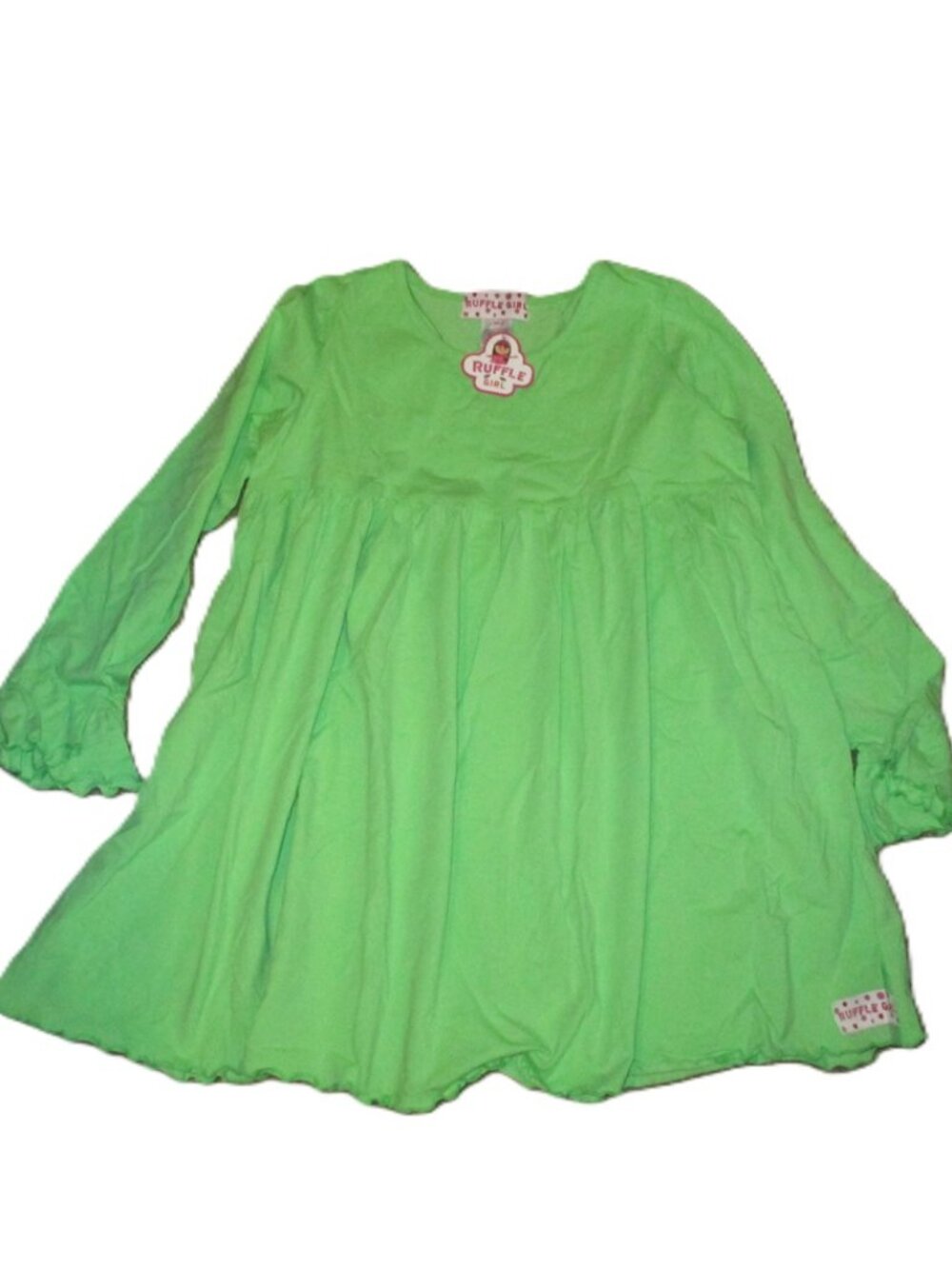 NWT Girls' Ruffle Girl Lime Green Dress Tunic, size 14